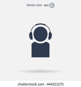 man with headphones vector icon