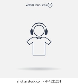 man with headphones vector icon