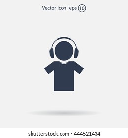 man with headphones vector icon