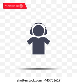 man with headphones vector icon