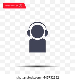 man with headphones vector icon