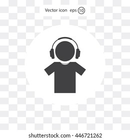 man with headphones vector icon