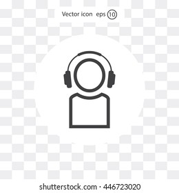 man with headphones vector icon