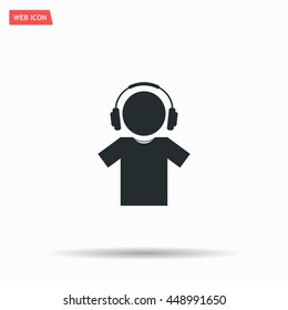 man with headphones vector icon