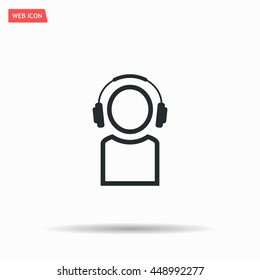 man with headphones vector icon