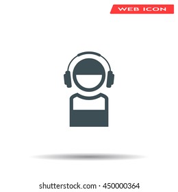 man with headphones vector icon