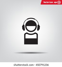man with headphones vector icon