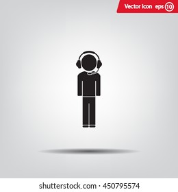 man with headphones vector icon
