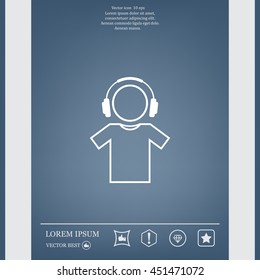 man with headphones vector icon