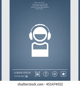 man with headphones vector icon