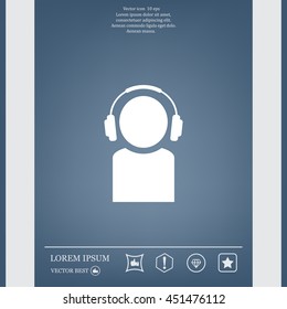 man with headphones vector icon