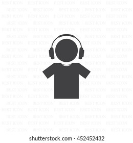 man with headphones vector icon