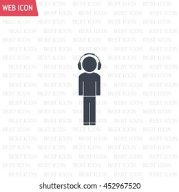 man with headphones vector icon