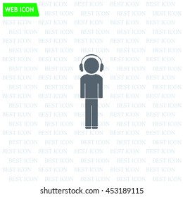 man with headphones vector icon