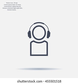 man with headphones vector icon