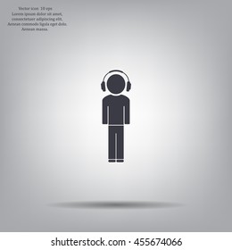 man with headphones vector icon