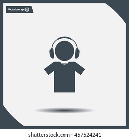 man with headphones vector icon