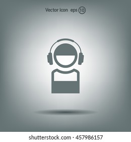 man with headphones vector icon