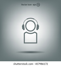 man with headphones vector icon