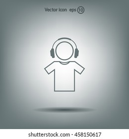 man with headphones vector icon