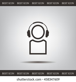 man with headphones vector icon
