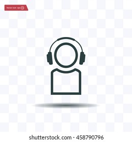 man with headphones vector icon