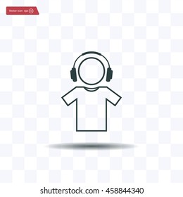 man with headphones vector icon