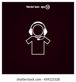 man with headphones vector icon