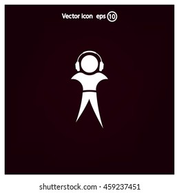man with headphones vector icon