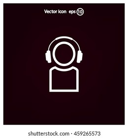 man with headphones vector icon