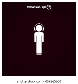 man with headphones vector icon