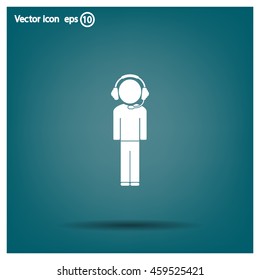 man with headphones vector icon