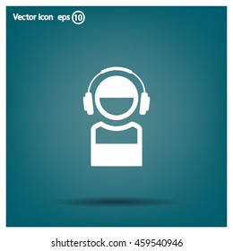 man with headphones vector icon