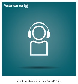 man with headphones vector icon