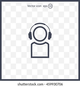 man with headphones vector icon