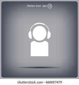 man with headphones vector icon