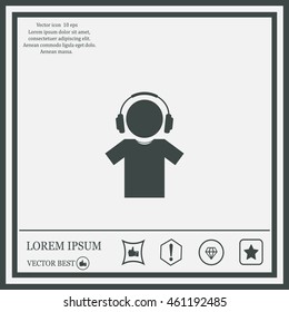 man with headphones vector icon