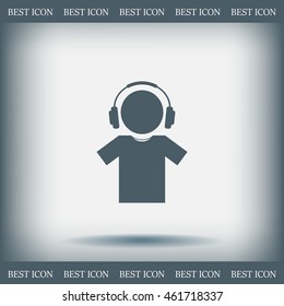 man with headphones vector icon