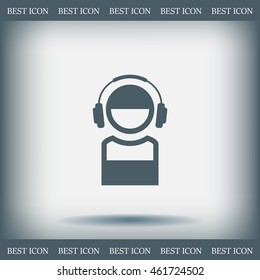 man with headphones vector icon
