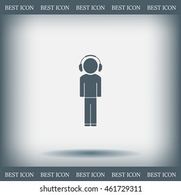 man with headphones vector icon