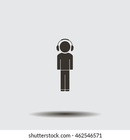 man with headphones vector icon