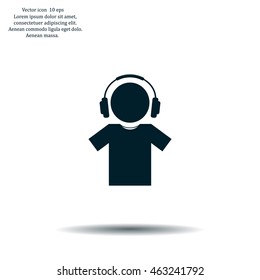 man with headphones vector icon