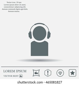 man with headphones vector icon
