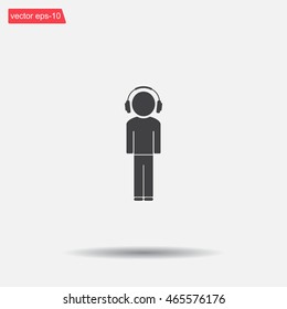 man with headphones vector icon