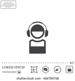 man with headphones vector icon
