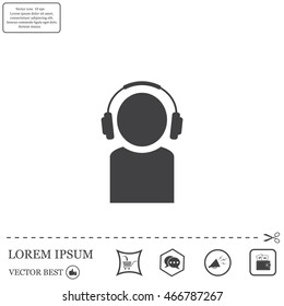 man with headphones vector icon