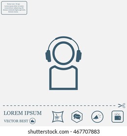 man with headphones vector icon