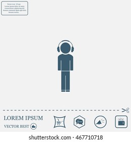 man with headphones vector icon