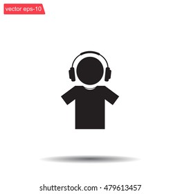 man with headphones vector icon
