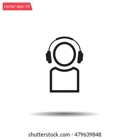 man with headphones vector icon